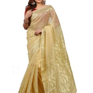 golden silk jamdani saree