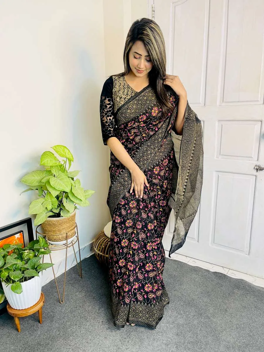 HalfSilk Block Print Saree