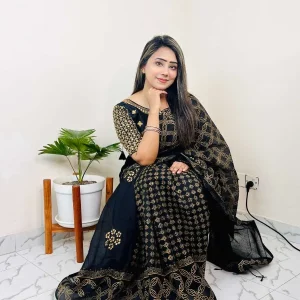 HalfSilk Block Print Saree