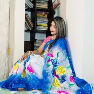 HalfSilk Brush Print Saree