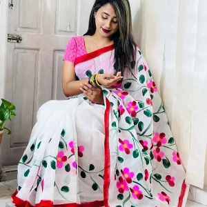 HalfSilk Brush Print Saree