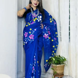 HalfSilk Brush Print Saree