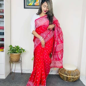 HalfSilk Block Print Saree