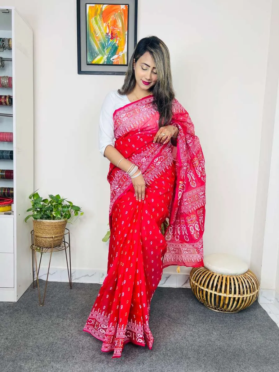 HalfSilk Block Print Saree