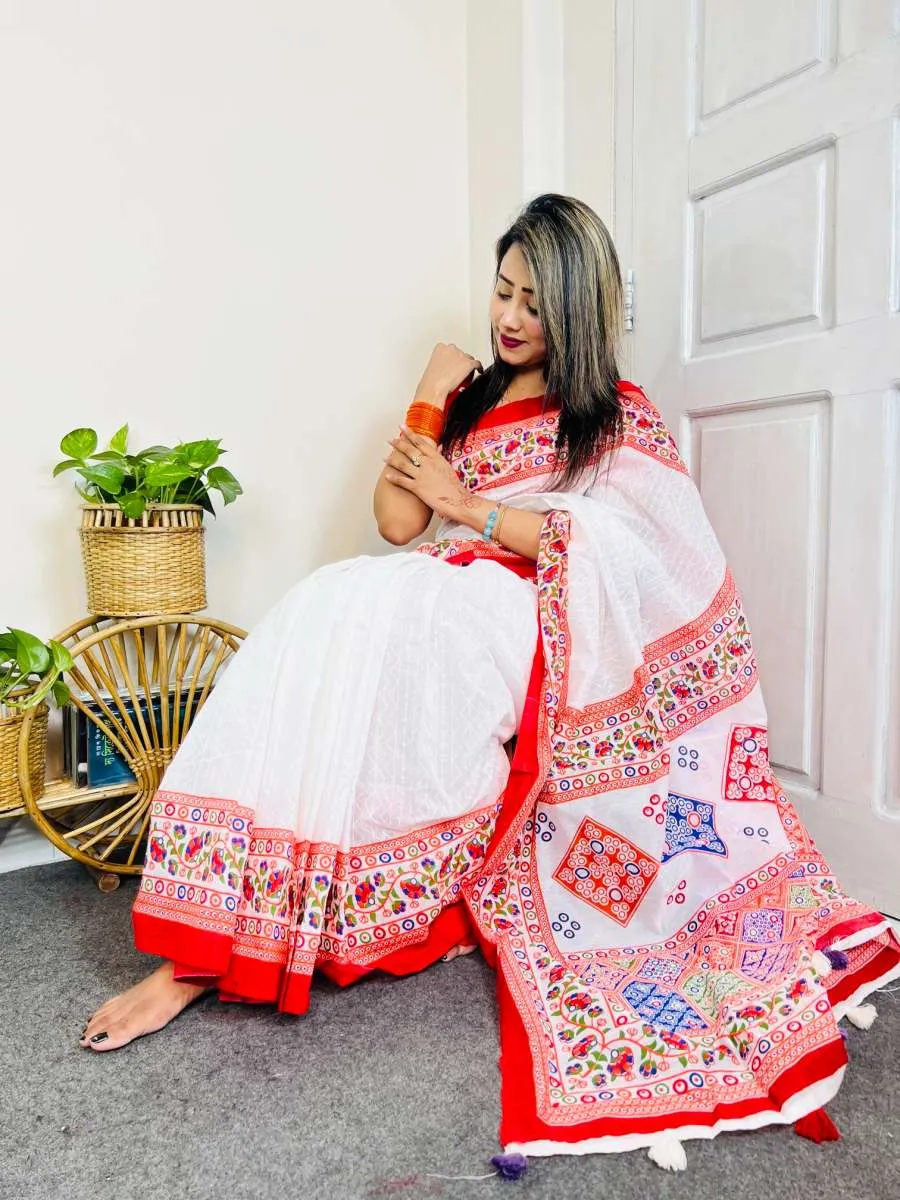 HalfSilk Block Print Saree